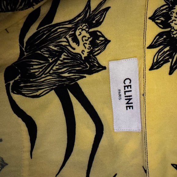 Celine Yellow and Black Floral Men's Shirt - Picture 3 of 9